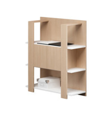 Libreria bassa Concept - 3 ripiani - 100x38,6x124 cm - bianco/rovere