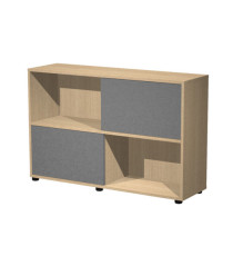 Libreria bassa Essence - 2 ante scorrevoli - rovere/antracite