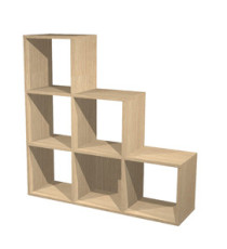 Libreria casellario Rainbow - 6 caselle a scalare - 104,1x29,2x103,9 cm - rovere