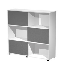 Libreria media Essence - 3 ante scorrevoli - bianco/antracite