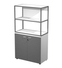 Libreria media metal + armadio basso Essence - 90 x 46 x 165 cm - Bianco/antracite/bianco/antracite