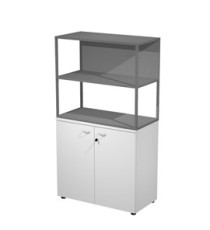 Libreria media metal + armadio basso Essence - 90 x 46 x 165 cm - Bianco/bianco/antracite/antracite