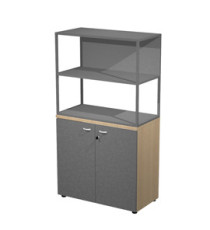 Libreria media metal + armadio basso Essence - 90 x 46 x 165 cm - Rovere/antracite/antracite