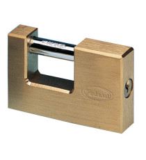 Lucchetto corazzato per saracinesca - ottone massiccio - 7,7x5x1,6cm - oro - Metalplus