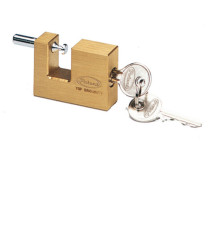 Lucchetto corazzato per saracinesca - ottone massiccio - 7,7x5x1,6cm - oro - Metalplus