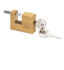 Lucchetto corazzato per saracinesca - ottone massiccio - 7,7x5x1,6cm - oro - Metalplus