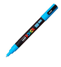 Marcatore a base d'acqua Uni Posca PC3M  - punta fine da 0,9mm a 1,3mm - azzurro - Uni Mitsubishi Marcatore a base d'acqua Uni Posca PC3M  - punta fine da 0,9mm a 1,3mm - azzurro - Uni Mitsubishi