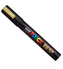 Marcatore a base d'acqua Uni Posca PC5M  - punta  tonda media da 1,8mm a 2,5mm - oro - Uni Mitsubishi Marcatore a base d'acqua Uni Posca PC5M  - punta  tonda media da 1,8mm a 2,5mm - oro - Uni Mitsubishi