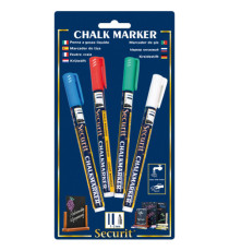 Marcatore a gesso liquido - punta fine da 1,00-2,00mm - colore assortiti base - Securit - conf. 4 pezzi Marcatore a gesso liquido - punta fine da 1,00-2,00mm - colore assortiti base - Securit - conf. 4 pezzi