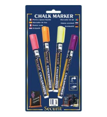 Marcatore a gesso liquido - punta fine da 1,00-2,00mm - colore assortiti tropical  - Securit -  conf. 4 pezzi