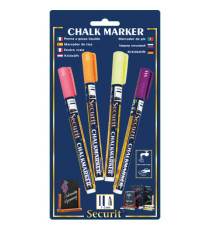 Marcatore a gesso liquido - punta fine da 1,00-2,00mm - colore assortiti tropical  - Securit -  conf. 4 pezzi