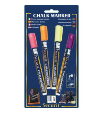 Marcatore a gesso liquido - punta fine da 1,00-2,00mm - colore assortiti tropical  - Securit -  conf. 4 pezzi