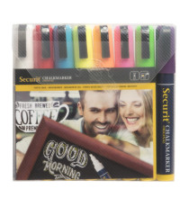 Marcatore a gesso liquido - punta media 2,00 - 6,00 mm - mix 8 colori - Securit - conf. 8 pezzi Marcatore a gesso liquido - punta media 2,00 - 6,00 mm - mix 8 colori - Securit - conf. 8 pezzi