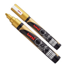 Marcatore a gesso liquido Uni Chalk Marker - punta tonda da 1,80-2,50mm - oro - Uni Mitsubishi Marcatore a gesso liquido Uni Chalk Marker - punta tonda da 1,80-2,50mm - oro - Uni Mitsubishi