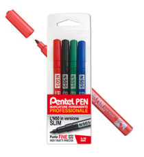Marcatore permanente N50S - punta tonda - astuccio 4 colori assortiti - Pentel