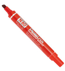 Marcatore permanente N60 - punta scalpello - rosso - Pentel Marcatore permanente N60 - punta scalpello - rosso - Pentel