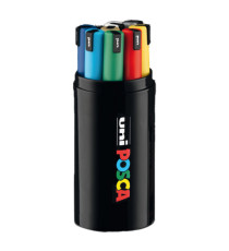 Marcatore Posca Pen PC1 - con coperchio rosso - punta extra fine 0,7 mm - colori assortiti - Uni Mitsubishi - gift box 9