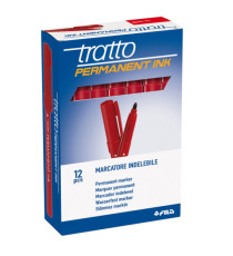 Marcatore Tratto Permanent Ink - punta tonda 2,00mm - rosso - Tratto - conf. 12 pezzi