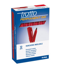 Marcatore Tratto Permanent Ink - punta tonda 2,00mm - rosso - Tratto - conf. 12 pezzi