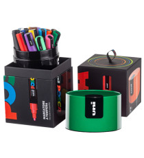 Marcatore Uni Posca PC5M - con coperchio verde - punta media - colori assortiti - Uni Mitsubishi - gift box 18 pezzi Marcatore Uni Posca PC5M - con coperchio verde - punta media - colori assortiti - Uni Mitsubishi - gift box 18 pezzi