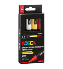Marcatore Uni Posca PC5M - punta media 1,8-2,5 mm - colori assortiti - Uni Mitsubishi - conf. 4 pezzi Marcatore Uni Posca PC5M - punta media 1,8-2,5 mm - colori assortiti - Uni Mitsubishi - conf. 4 pezzi