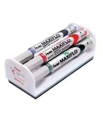 Marcatori Maxiflo + cancellino - punta conica 4 mm - colori assortiti - Pentel - set 4 + 1 pezzi