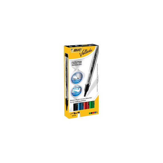 Marcatori Whiteboard Marker Velleda liquid Ink - punta tonda 2,2mm - astuccio 4 colori  - Bic