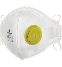 Mascherina filtrante FFP2 - con valvola - pieghevole verticalmente - monouso - Deltaplus - conf. 10 pezzi (imbustati sin Mascherina filtrante FFP2 - con valvola - pieghevole verticalmente - monouso - Deltaplus - conf. 10 pezzi (imbustati sin