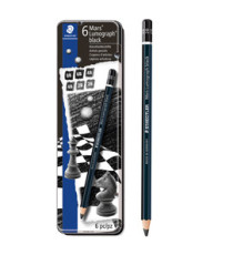 Matita di grafite  tipo carboncino Mars Lumograph Black - 4 gradazioni - Staedtler  - conf. 6 pezzi