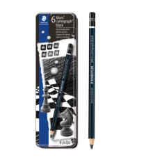 Matita di grafite  tipo carboncino Mars Lumograph Black - 4 gradazioni - Staedtler  - conf. 6 pezzi