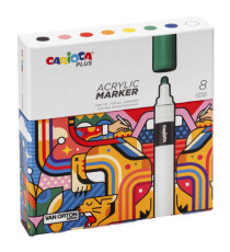Marcatore acrilico - colori assortiti - Carioca Plus - conf. 8 pezzi