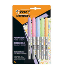 Marcatore Intensity Pastel - indelebile - punta tonda - colori assortiti - Bic - conf. 5 pezzi Marcatore Intensity Pastel - indelebile - punta tonda - colori assortiti - Bic - conf. 5 pezzi
