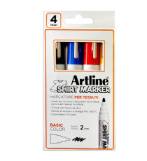 Marcatore per tessuto - punta tonda 2.0 mm - colori assortiti - Artline - conf. 4 pezzi Marcatore per tessuto - punta tonda 2.0 mm - colori assortiti - Artline - conf. 4 pezzi