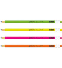 Matita in grafite Swano fluo - gradazione HB - con gommino - fusto in 4 colori fluo - Stabilo - conf. 12 pezzi Matita in grafite Swano fluo - gradazione HB - con gommino - fusto in 4 colori fluo - Stabilo - conf. 12 pezzi