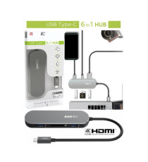 Emtec - Hub 6-in-1 Multimedia Type-C T650C - ECHUBT650C Emtec - Hub 6-in-1 Multimedia Type-C T650C - ECHUBT650C
