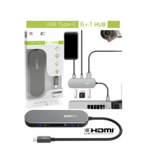 Emtec - Hub 6-in-1 Multimedia Type-C T650C - ECHUBT650C Emtec - Hub 6-in-1 Multimedia Type-C T650C - ECHUBT650C