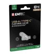 Emtec - Memoria Dual USB3.2 to Type-C - 64GB - ECMMD64GD283 Emtec - Memoria Dual USB3.2 to Type-C - 64GB - ECMMD64GD283