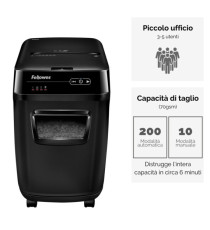 Distruggidocumenti AutoMax 200C - a frammenti - 32L - Fellowes Distruggidocumenti AutoMax 200C - a frammenti - 32L - Fellowes
