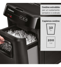 Distruggidocumenti AutoMax 200C - a frammenti - 32L - Fellowes Distruggidocumenti AutoMax 200C - a frammenti - 32L - Fellowes