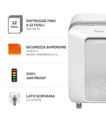 Distruggidocumenti LX-201 - a microframmenti - bianco - Fellowes Distruggidocumenti LX-201 - a microframmenti - bianco - Fellowes