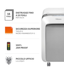 Distruggidocumenti LX-211 - a microframmenti - bianco - Fellowes Distruggidocumenti LX-211 - a microframmenti - bianco - Fellowes