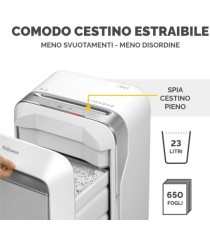 Distruggidocumenti LX-211 - a microframmenti - bianco - Fellowes Distruggidocumenti LX-211 - a microframmenti - bianco - Fellowes