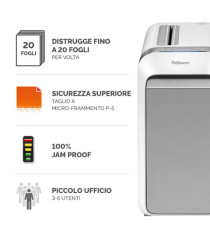 Distruggidocumenti LX-221 - a microframmenti - bianco - Fellowes Distruggidocumenti LX-221 - a microframmenti - bianco - Fellowes