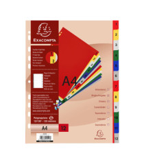 Divisori Numerici - 1-12 - PPL opaco - A4 - colori assortiti - Exacompta Divisori Numerici - 1-12 - PPL opaco - A4 - colori assortiti - Exacompta