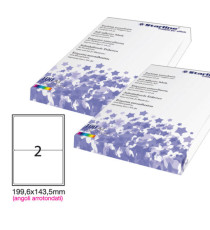 Etichette adesive - in carta - angoli arrotondati - permanenti - 199,6 x 143,5 mm - 2 et/fg - 100 fogli - bianco - Starl Etichette adesive - in carta - angoli arrotondati - permanenti - 199,6 x 143,5 mm - 2 et/fg - 100 fogli - bianco - Starl