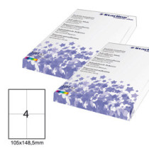 Etichette adesive - in carta - permanenti - 105 x 148,5 mm - 4 et/fg - 100 fogli - bianco - Starline Etichette adesive - in carta - permanenti - 105 x 148,5 mm - 4 et/fg - 100 fogli - bianco - Starline