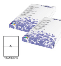 Etichette adesive - in carta - permanenti - 105 x 148,5 mm - 4 et/fg - 100 fogli - bianco - Starline Etichette adesive - in carta - permanenti - 105 x 148,5 mm - 4 et/fg - 100 fogli - bianco - Starline