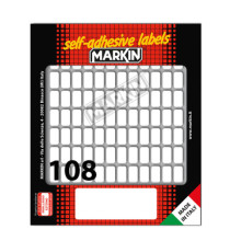 Etichette adesive - in carta - permanenti - 14 x 8 mm - 108 et/fg - 10 fogli - bianco - Markin