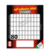 Etichette adesive - in carta - permanenti - 16 x 10 mm - 80 et/fg - 10 fogli - bianco - Markin Etichette adesive - in carta - permanenti - 16 x 10 mm - 80 et/fg - 10 fogli - bianco - Markin
