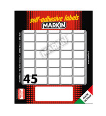 Etichette adesive - in carta - permanenti - 21 x 14 mm - 45 et/fg - 10 fogli - bianco - Markin Etichette adesive - in carta - permanenti - 21 x 14 mm - 45 et/fg - 10 fogli - bianco - Markin